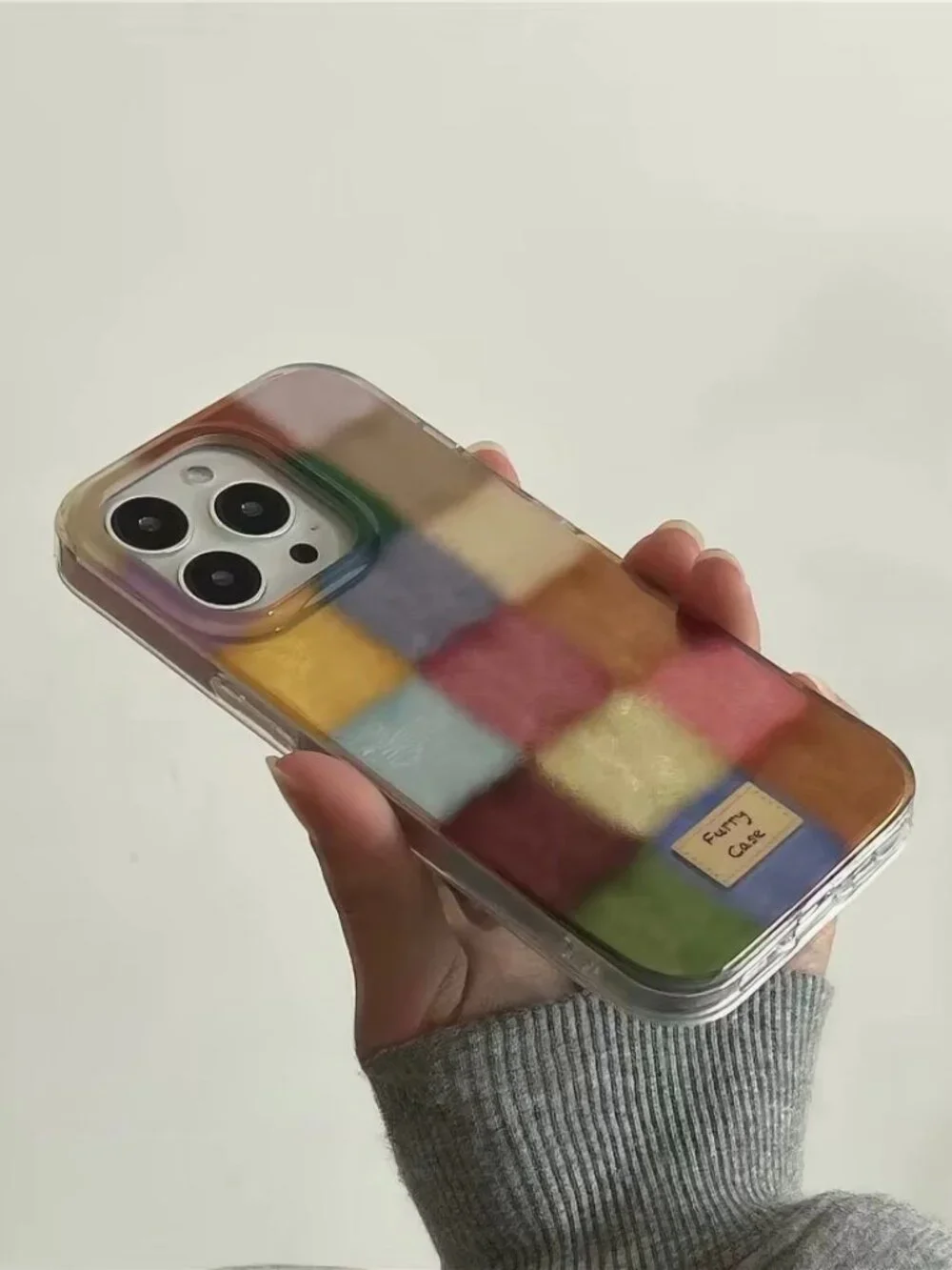 Cute Patchwork Teddy Texture iPhone 17 Pro Case